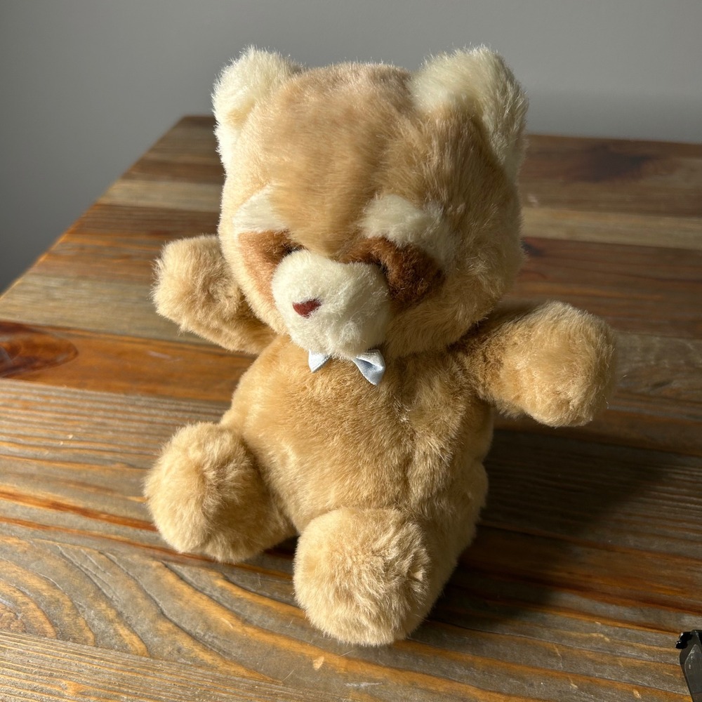 Vintage 1986 Gund raccoon Bear Plush Stuffed Animal Beige Small Collectible